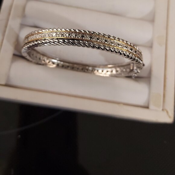 twisted yellow and silver rhodium plated round bracelet - Picture 1 of 5